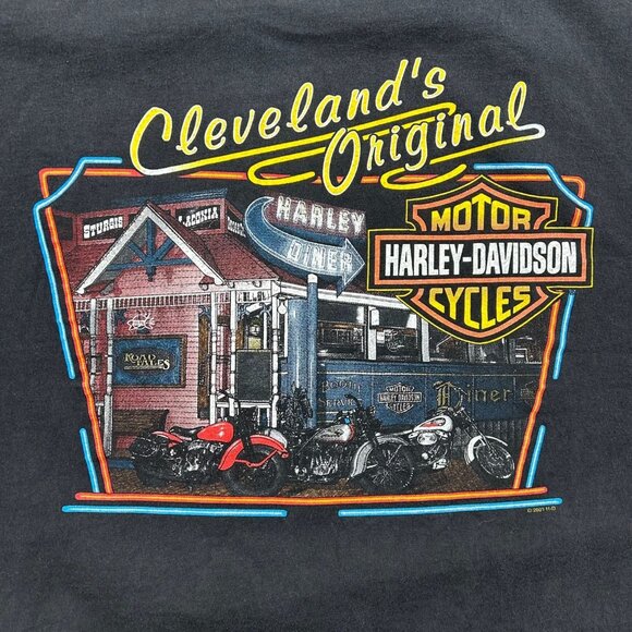 Vintage Harley Davidson Graphic Tee Mens 3XL XXXL Flames Eagle Short Sleeve y2k - Picture 4 of 9